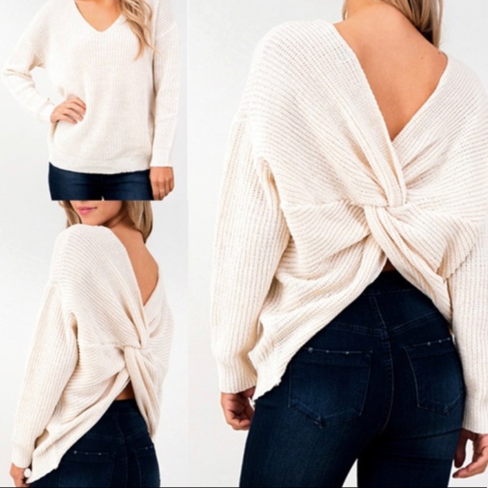 Slouchy off shoulder cream sweater